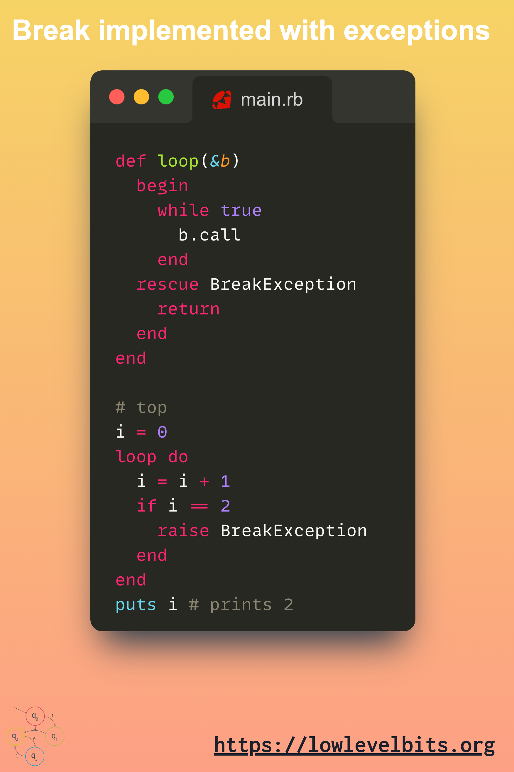 Break implemented using exception